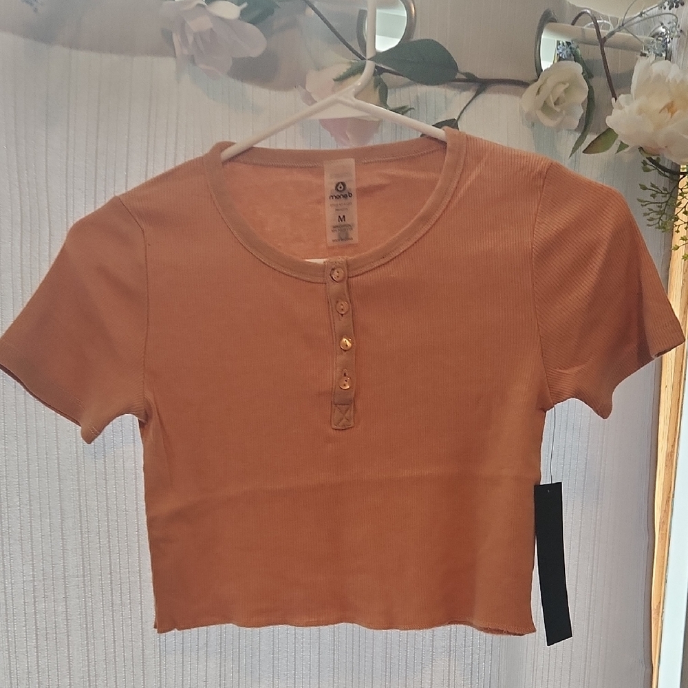 Mono B Orange Polo Crop T-Shirt